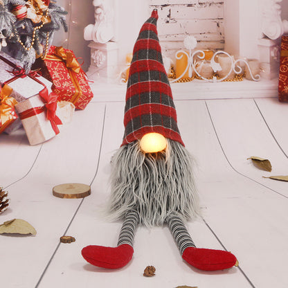 Gnome de Noël géant en peluche à nez lumineux et longues jambes – Le Géant