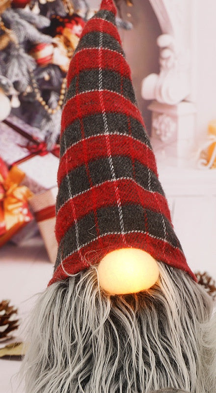 Gnome de Noël géant en peluche à nez lumineux et longues jambes – Le Géant