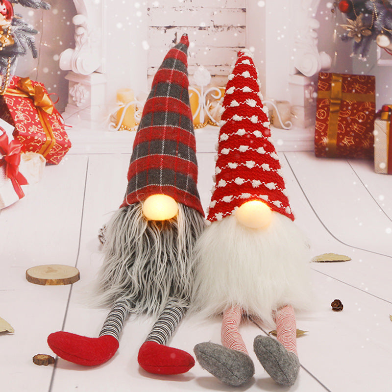 Gnome de Noël géant en peluche à nez lumineux et longues jambes – Le Géant