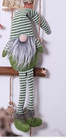 Gnome de Noël en peluche à longues jambes rayées – Le Moyen